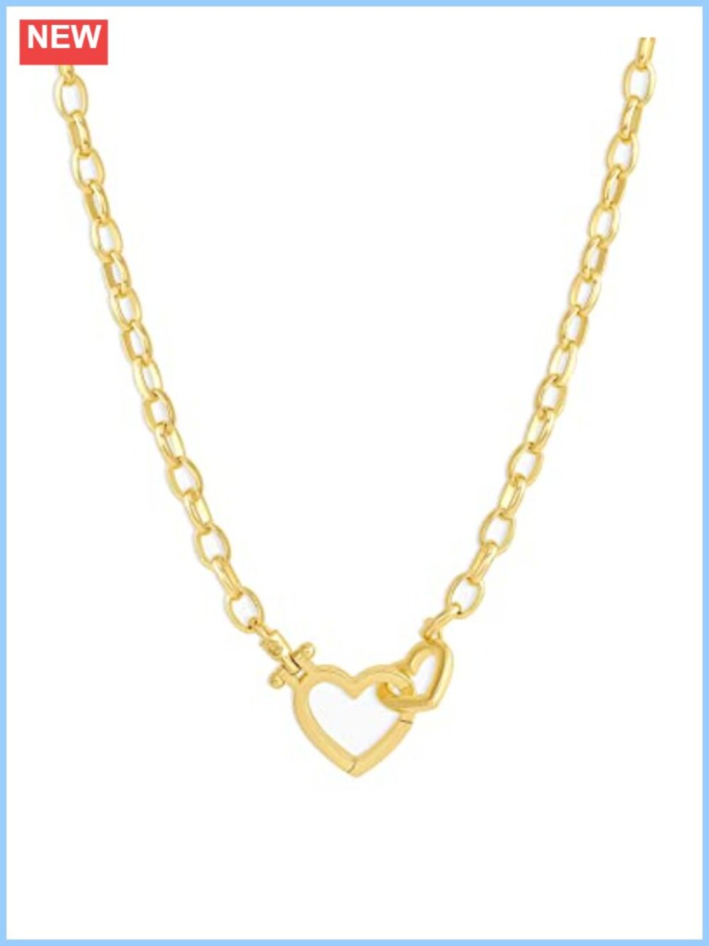 gorjana Parker Heart Necklace 18K Gold Plated Cable Chain Heart Hinge 17"